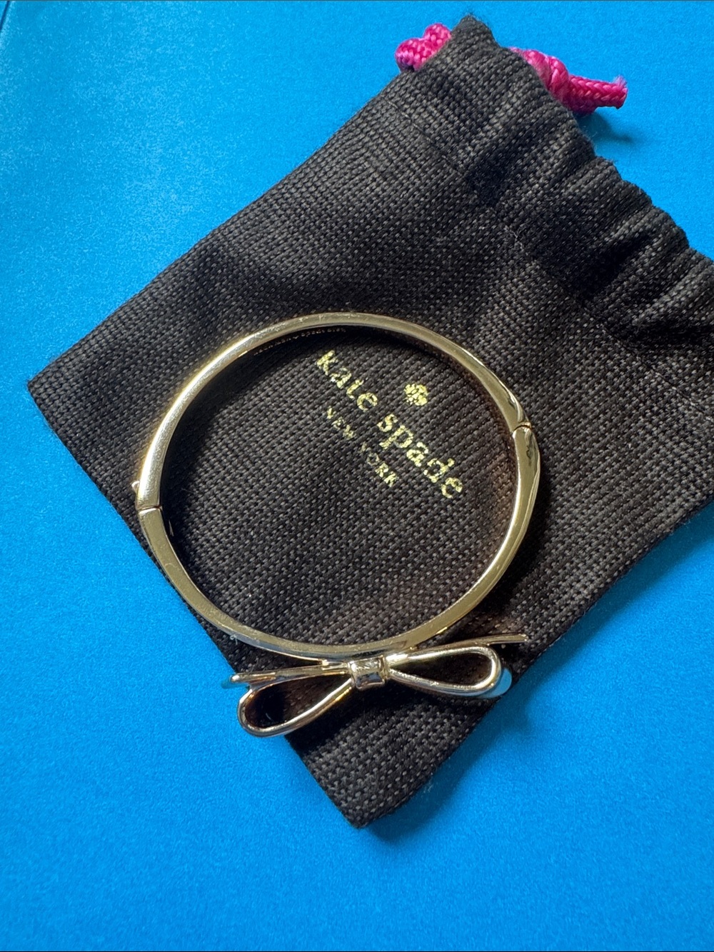 kate spade rose gold bow hinged bangle bracelet
